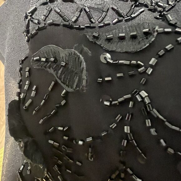 JS Boutique Silk Gown Dress Size 8 Black Lace Bodice Embroidered Evening Party - Picture 8 of 8